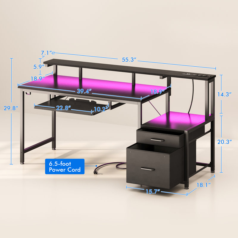 Desk with built in lights outlet